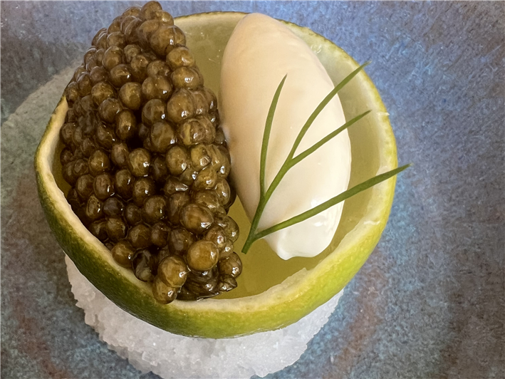 yuzu and caviar canape